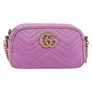 GUCCI GG Marmont Chain Shoulder Bag Leather Pink Gold Tone 447632 Auth LN071A-13