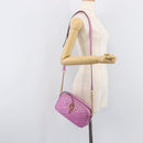 GUCCI GG Marmont Chain Shoulder Bag Leather Pink Gold Tone 447632 Auth LN071A-26