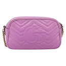 GUCCI GG Marmont Chain Shoulder Bag Leather Pink Gold Tone 447632 Auth LN071A-2