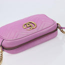 GUCCI GG Marmont Chain Shoulder Bag Leather Pink Gold Tone 447632 Auth LN071A-6