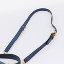 Miu Miu Madras Hand Bag Leather 2way Navy Gold Tone Auth LN072A-15