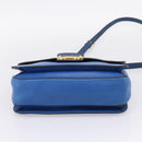 Miu Miu Madras Hand Bag Leather 2way Navy Gold Tone Auth LN072A-5
