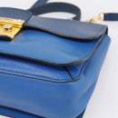 Miu Miu Madras Hand Bag Leather 2way Navy Gold Tone Auth LN072A-9