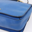 Miu Miu Madras Hand Bag Leather 2way Navy Gold Tone Auth LN072A-17