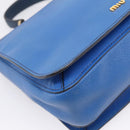 Miu Miu Madras Hand Bag Leather 2way Navy Gold Tone Auth LN072A-18