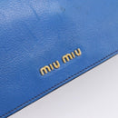 Miu Miu Madras Hand Bag Leather 2way Navy Gold Tone Auth LN072A-19