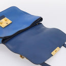 Miu Miu Madras Hand Bag Leather 2way Navy Gold Tone Auth LN072A-21
