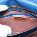 Miu Miu Madras Hand Bag Leather 2way Navy Gold Tone Auth LN072A-22