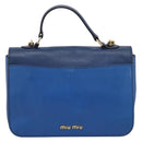 Miu Miu Madras Hand Bag Leather 2way Navy Gold Tone Auth LN072A-2