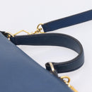 Miu Miu Madras Hand Bag Leather 2way Navy Gold Tone Auth LN072A-14