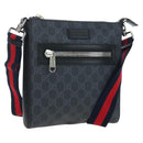 GUCCI GG Supreme Sherry Line Shoulder Bag PVC Black Silver 523599 Auth LN073V-1