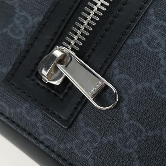 GUCCI GG Supreme Sherry Line Shoulder Bag PVC Black Silver 523599 Auth LN073V
