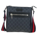 GUCCI GG Supreme Sherry Line Shoulder Bag PVC Black Silver 523599 Auth LN073V-13