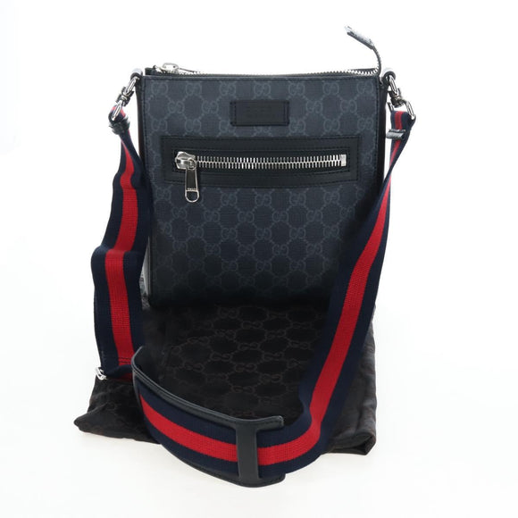 GUCCI GG Supreme Sherry Line Shoulder Bag PVC Black Silver 523599 Auth LN073V