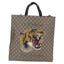 GUCCI GG Supreme Tote Bag PVC 2way Beige Gold Tone 450950 Auth LN076V-13