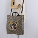 GUCCI GG Supreme Tote Bag PVC 2way Beige Gold Tone 450950 Auth LN076V-28