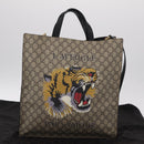 GUCCI GG Supreme Tote Bag PVC 2way Beige Gold Tone 450950 Auth LN076V-12