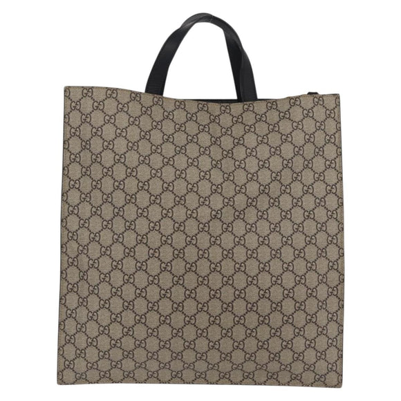GUCCI GG Supreme Tote Bag PVC 2way Beige Gold Tone 450950 Auth LN076V