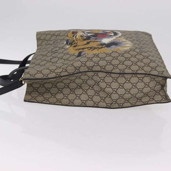 GUCCI GG Supreme Tote Bag PVC 2way Beige Gold Tone 450950 Auth LN076V