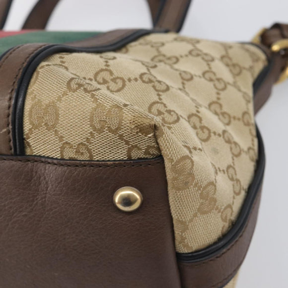 GUCCI GG Canvas Bamboo Hand Bag Beige Gold Tone 353114 Auth LN077A