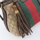 GUCCI GG Canvas Bamboo Hand Bag Beige Gold Tone 353114 Auth LN077A-21