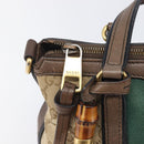 GUCCI GG Canvas Bamboo Hand Bag Beige Gold Tone 353114 Auth LN077A-22