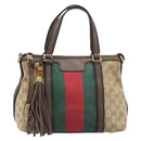 GUCCI GG Canvas Bamboo Hand Bag Beige Gold Tone 353114 Auth LN077A-13
