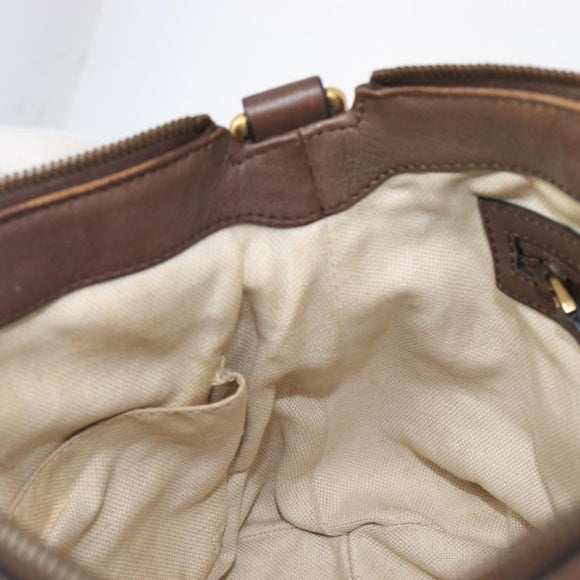 GUCCI GG Canvas Bamboo Hand Bag Beige Gold Tone 353114 Auth LN077A