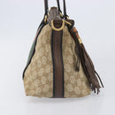 GUCCI GG Canvas Bamboo Hand Bag Beige Gold Tone 353114 Auth LN077A-5