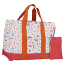 HERMES Petit Chartier Tote Bag Canvas Orange White Auth LN078V-1