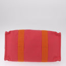 HERMES Petit Chartier Tote Bag Canvas Orange White Auth LN078V-10
