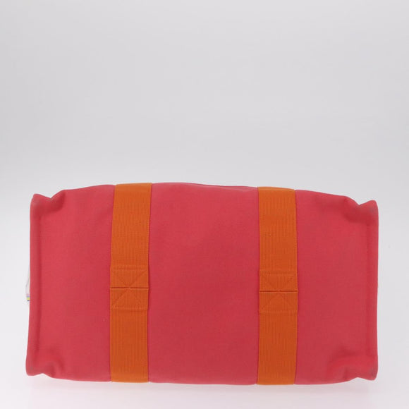 HERMES Petit Chartier Tote Bag Canvas Orange White Auth LN078V