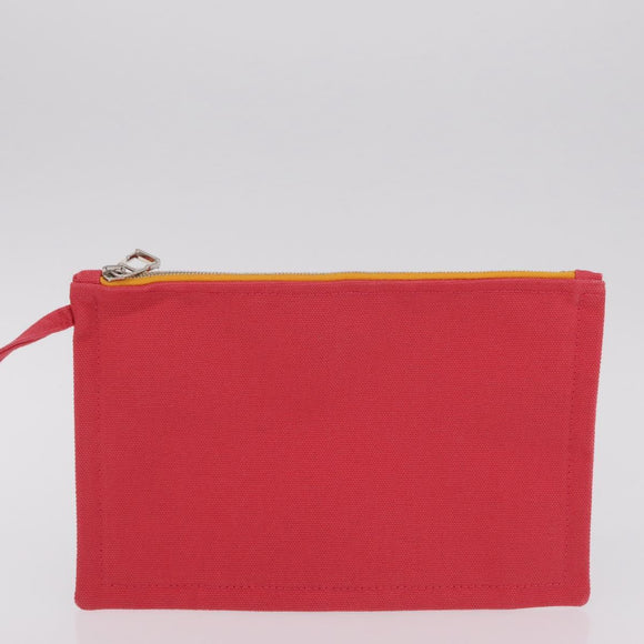 HERMES Petit Chartier Tote Bag Canvas Orange White Auth LN078V