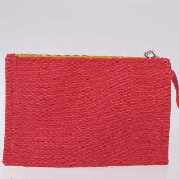 HERMES Petit Chartier Tote Bag Canvas Orange White Auth LN078V