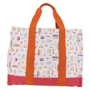 HERMES Petit Chartier Tote Bag Canvas Orange White Auth LN078V-3