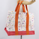 HERMES Petit Chartier Tote Bag Canvas Orange White Auth LN078V-32