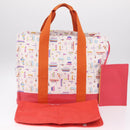 HERMES Petit Chartier Tote Bag Canvas Orange White Auth LN078V-33