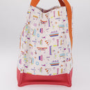 HERMES Petit Chartier Tote Bag Canvas Orange White Auth LN078V-4