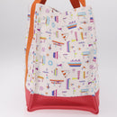 HERMES Petit Chartier Tote Bag Canvas Orange White Auth LN078V-5