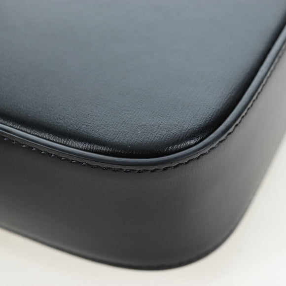 CELINE Triomphe Shoulder Pouch Leather Black Gold Auth LN079M