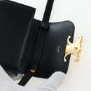 CELINE Triomphe Shoulder Pouch Leather Black Gold Auth LN079M-16