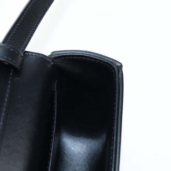CELINE Triomphe Shoulder Pouch Leather Black Gold Auth LN079M