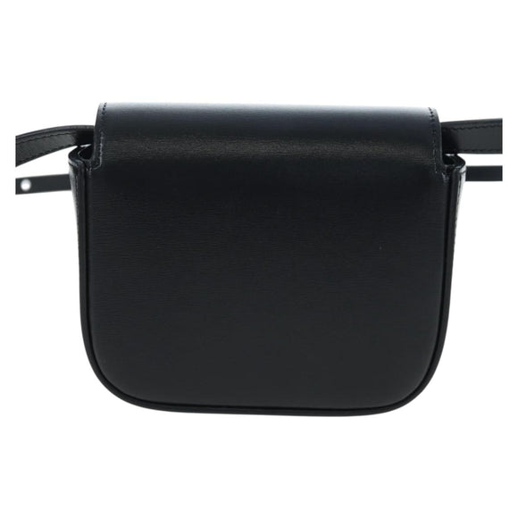 CELINE Triomphe Shoulder Pouch Leather Black Gold Auth LN079M