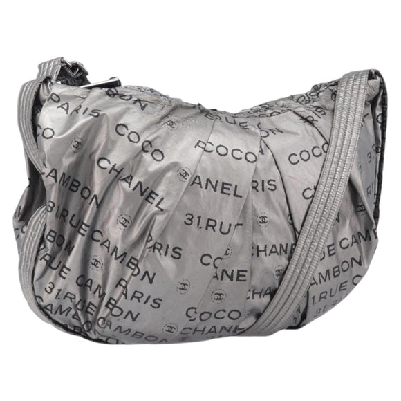 CHANEL Unlimited Shoulder Bag Nylon Silver CC Auth LN080