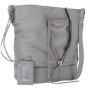 Balenciaga Paper Drop Bucket Shoulder Bag Leather Silver 357327 Auth LN082V-1