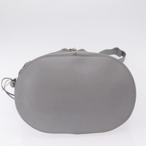 Balenciaga Paper Drop Bucket Shoulder Bag Leather Silver 357327 Auth LN082V