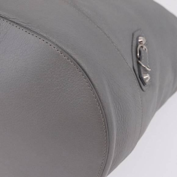 Balenciaga Paper Drop Bucket Shoulder Bag Leather Silver 357327 Auth LN082V