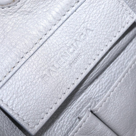 Balenciaga Paper Drop Bucket Shoulder Bag Leather Silver 357327 Auth LN082V