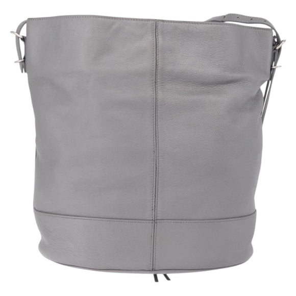 Balenciaga Paper Drop Bucket Shoulder Bag Leather Silver 357327 Auth LN082V