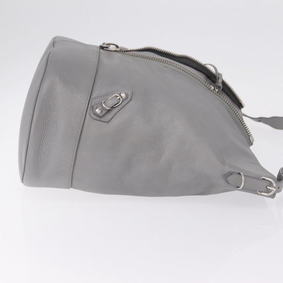Balenciaga Paper Drop Bucket Shoulder Bag Leather Silver 357327 Auth LN082V